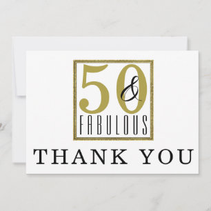 50 & Fabulous   50th Birthday Party Thank You Card