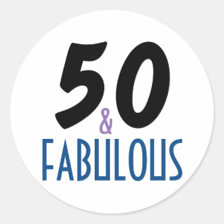 50 & Fabulous | 50th Birthday Typography Classic Round Sticker