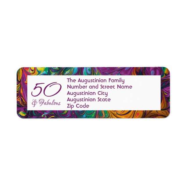 50 & Fabulous Abstract PURPLE Return Address (Front)