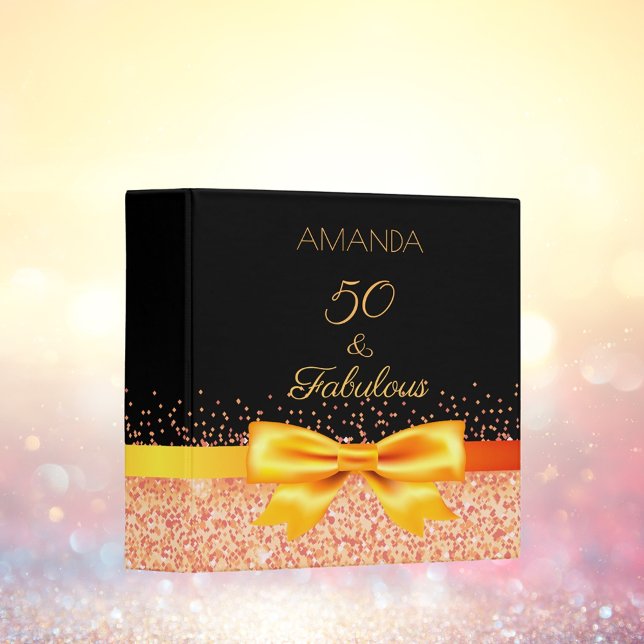50 fabulous birthday black gold bow elegant binder (Creator Uploaded)