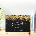 50 Fabulous birthday black gold glitter dust name Guest Book<br><div class="desc">A guest book for a glamourous 50 & Fabulous,  50th Birthday Party.  A chic black background with faux gold glitter dust. Personalize and add a name and age.  The text: Guest Book is written with trendy hand lettered style script with swashes.
Spine: add your own text.</div>