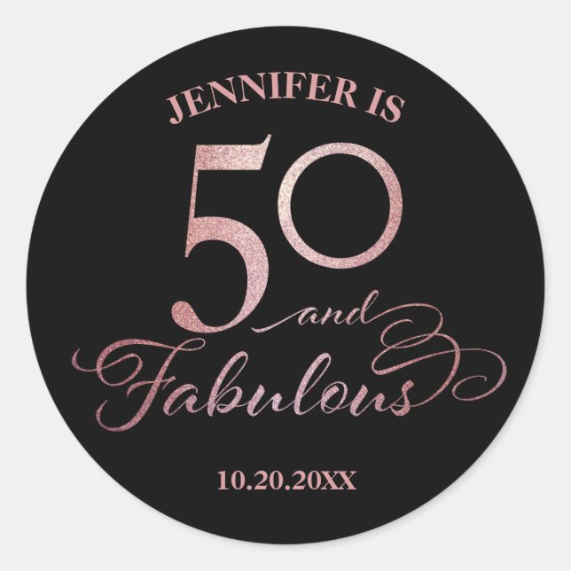 50 Fabulous Birthday Classic Round Sticker (Front)