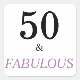  50 Fabulous Birthday Funny Quote Black Pink Text Square Sticker