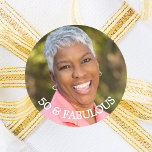 50 fabulous birthday gold name classic round sticker<br><div class="desc">Elegant,  classic,  50 (or any age) and fabulous birthday sticker. Personalize and add a photo.  Text 50 & Fabulous. White text.</div>