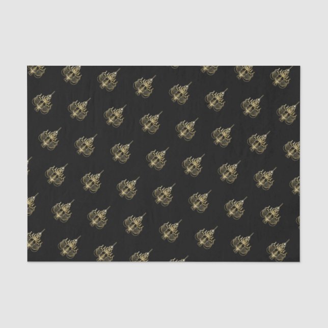 50 & Fabulous Birthday Golden Chandeliers Tissue Paper (Front)