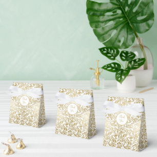 50 & Fabulous Birthday Golden Floral Swirls Favor Box