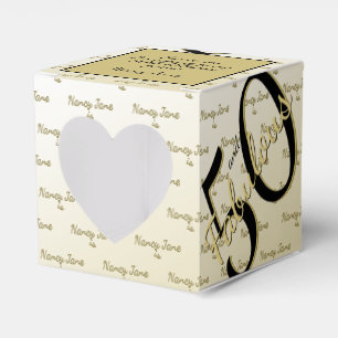 50 & Fabulous Birthday Party Black/Gold Message Favor Box