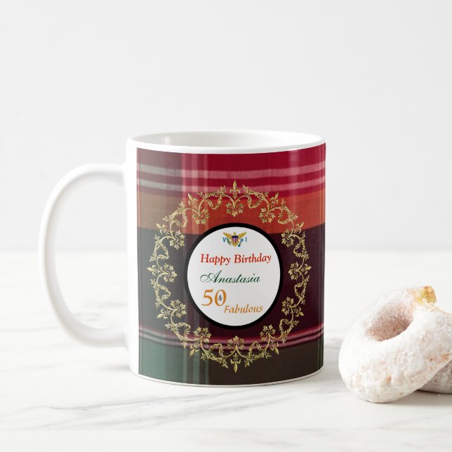 50 Fabulous Birthday Party Coffee Mug (With Donut)