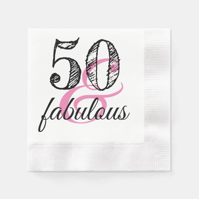 50 & Fabulous Birthday Party Paper Napkin (Front)