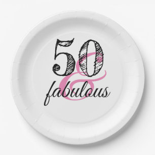 50 & Fabulous Birthday Party Paper Plate