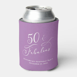 50 Fabulous Birthday Party Personalized Purple Can Cooler