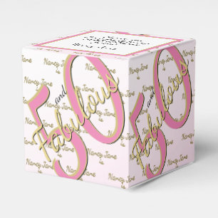 50 & Fabulous Birthday Party Pink/Gold Message Favor Box