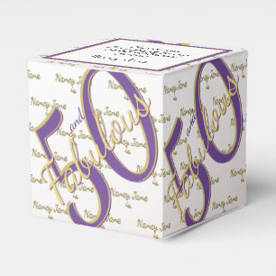 50 & Fabulous Birthday Party Purple/Gold Message Favor Box
