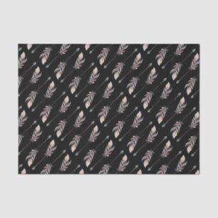 50 & Fabulous Birthday Pink Boho Feathers Black Tissue Paper