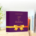 50 fabulous birthday purple gold bow binder<br><div class="desc">A binder for a 50th birthday party. A chic, feminine purple background, decorated with a faux gold bow and ribbon. With the text: 50 and fabulous. Template for her name and a date. Golden letters. This binder is also available in our store with a black or faux gold background. Perfect...</div>