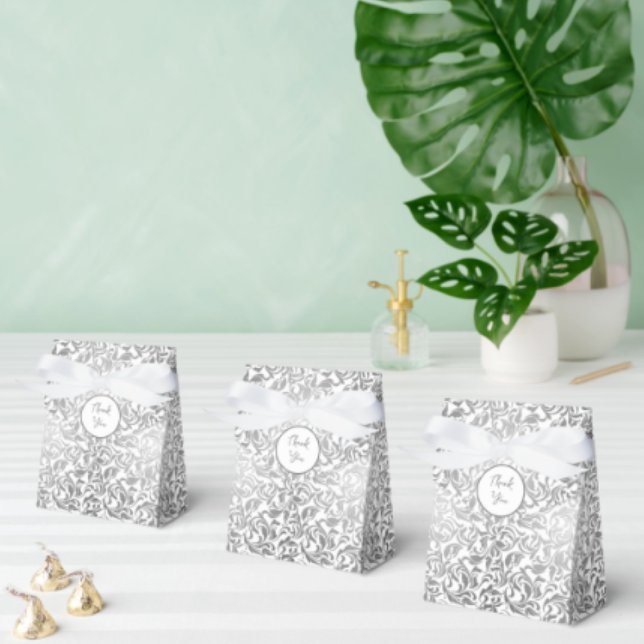 50 & Fabulous Birthday Silver Floral Swirls  Favor Box (Creator Uploaded)