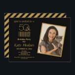 50 & FABULOUS! Black & Gold 50th Birthday Party Invitation<br><div class="desc">A simple, elegant, 50th birthday invitation you can personalize to invite guests for a planned or surprise fiftieth birthday party. The words 50 & FABULOUS! are designed with complimentary fonts, using typography, in gold, over an elegant black background. Replace the gold framed sample photo with your own, for a personalized...</div>