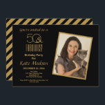 50 & FABULOUS! Black & Gold 50th Birthday Party Invitation<br><div class="desc">A simple, elegant, 50th birthday invitation you can personalize to invite guests for a planned or surprise fiftieth birthday party. The words 50 & FABULOUS! are designed with complimentary fonts, using typography, in gold, over an elegant black background. Replace the gold framed sample photo with your own, for a personalized...</div>