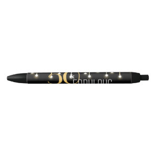 50 & Fabulous Black Gold String Lights Retro Ink Pen