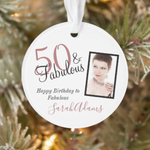 50 & Fabulous Black Shade Birthday Acrylic Ornament