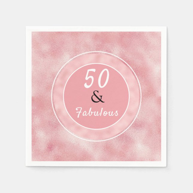50 & Fabulous Blush Pink Elegant Typography  Napkin (Front)