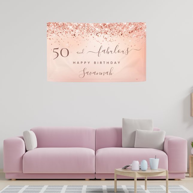 50 Fabulous blush pink rose confetti name Banner (Creator Uploaded)