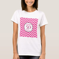 50 & Fabulous Cerise Pink Chevron Pattern Party