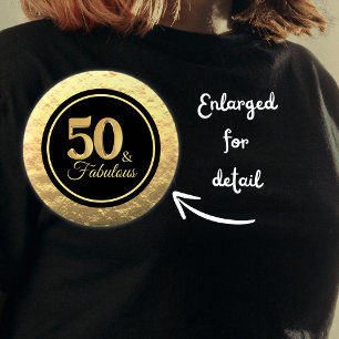 50 & Fabulous Classy Black Gold 2 Inch Round Button
