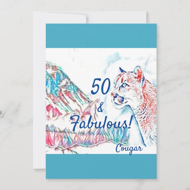 50 & Fabulous Cougar Wildcat 50th Birthday Party Invitation (Front)