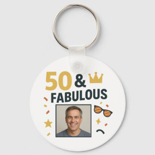50 & Fabulous Custom Photo Birthday Keychain