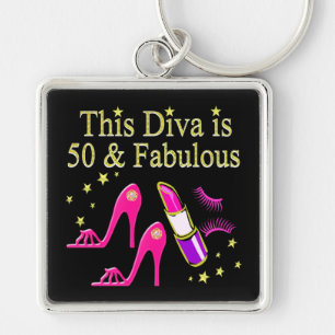 50 & FABULOUS DAZZLING DIVA DESIGN KEYCHAIN