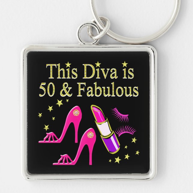 50 & FABULOUS DAZZLING DIVA DESIGN KEYCHAIN (Front)