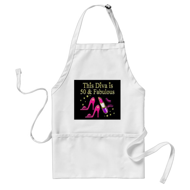 50 & FABULOUS DAZZLING DIVA DESIGN STANDARD APRON (Front)