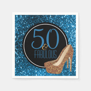 50 & Fabulous   Elegant 50th Birthday High Heels Napkin