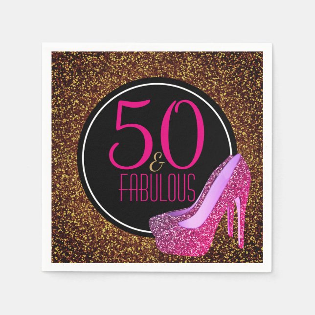 50 & Fabulous | Elegant 50th Birthday High Heels Napkin (Front)