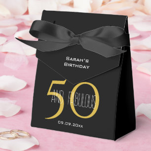 50 & Fabulous Elegant Birthday Black and Gold Favor Box
