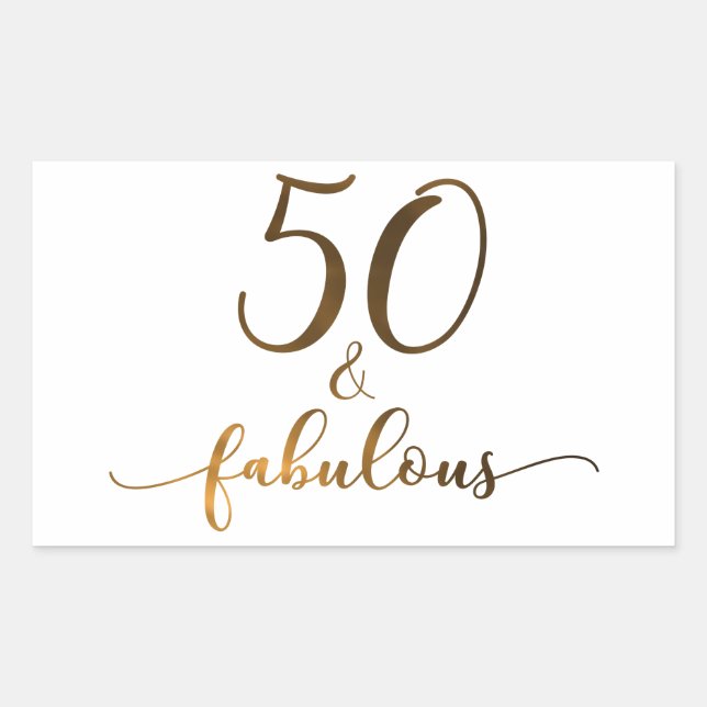 "50 & Fabulous" Faux Gold, v4 Birthday Cheer Sticker (Front)