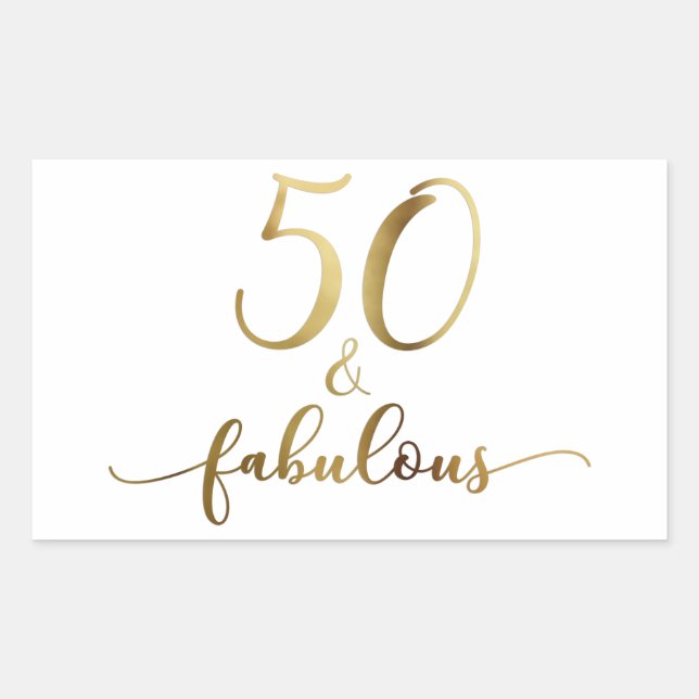 "50 & Fabulous" Faux Gold, v5 Birthday Cheer Sticker (Front)