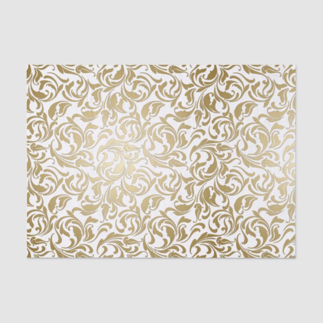 50 & Fabulous Fiftieth Party Decorative Gold Swirl Tissue Paper (Front)