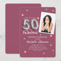 50 & Fabulous Foil Balloon Stars Photo Birthday