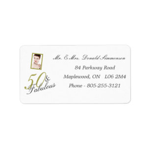 50 & Fabulous Gold Birthday Return Address Label