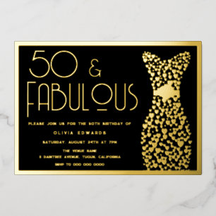50 & Fabulous! Gold Dress & Black 50th Birthday