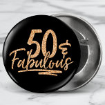 50 & Fabulous Gold Glitter 50th Birthday Sparkle 1 Inch Round Button<br><div class="desc">50 & Fabulous Gold Glitter 50th Birthday Sparkle Buttons features the modern text design "50 & Fabulous" in gold glitter calligraphy script. Perfect for a 50th birthday party or celebration.</div>
