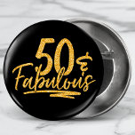 50 & Fabulous Gold Glitter 50th Birthday Sparkle 1 Inch Round Button<br><div class="desc">50 & Fabulous Gold Glitter 50th Birthday Sparkle Buttons features the modern text design "50 & Fabulous" in gold glitter calligraphy script. Perfect for a 50th birthday party or celebration.</div>