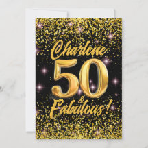 50 Fabulous Gold Glitter Pink Stars 50th Birthday