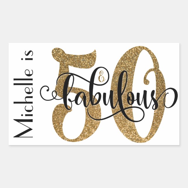 50 & Fabulous Gold Glitter Typography Birthday 3 Sticker (Front)