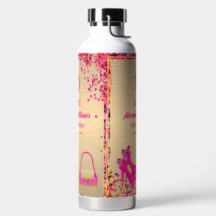 50 & Fabulous Gold Glittery Pink High Heels Gift  Water Bottle