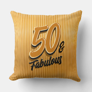 50 & Fabulous Gold Throw Pillow
