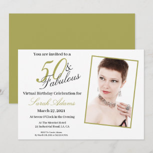 50 & Fabulous Gold VIRTUAL Birthday Invitation