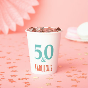 50 & Fabulous green and orange  Paper Cups